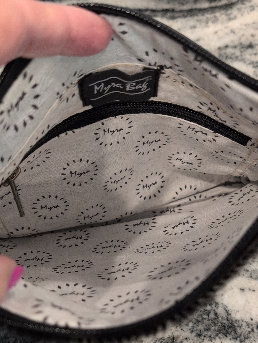 Myra Black & White Calf Hair Wristlet Crossbody Bag - Picture 4 of 5